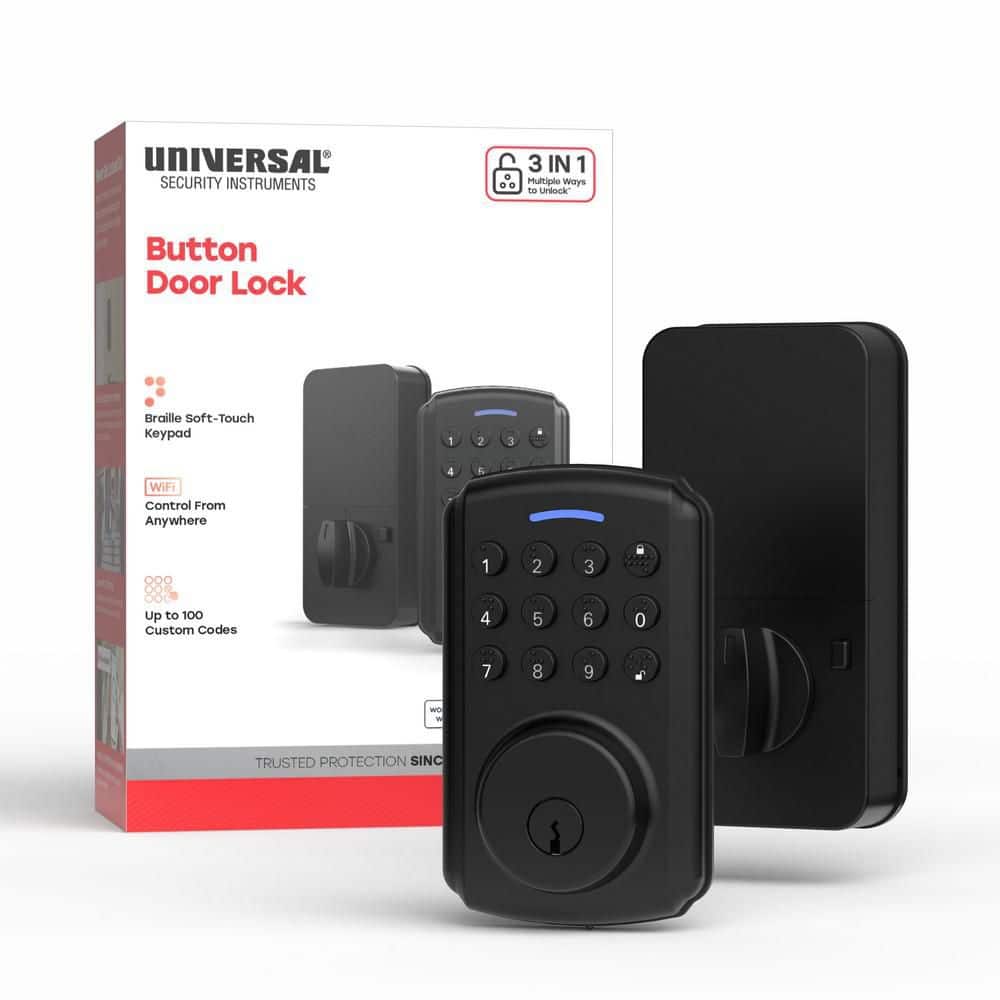 Universal Security Instruments Black Single-Cylinder Smart