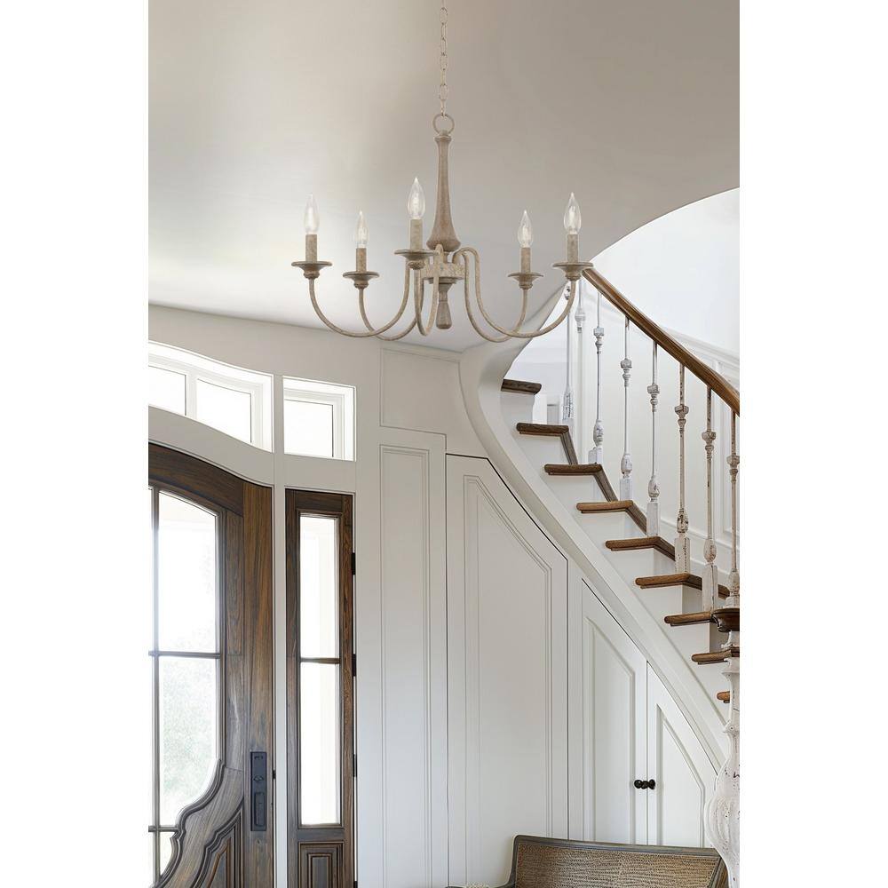 Sherbrooke 24" Smoked Cedar Wood 5-Light French Country Chandelier