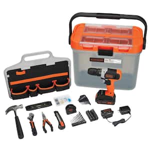 20V MAX Lithium-Ion Drill with Hand Tool and Accessory Home Project Kit (64 Piece)