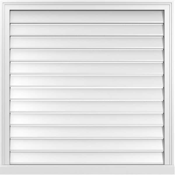 Ekena Millwork 38" x 38" Vertical Surface Mount PVC Gable Vent: Functional with Brickmould Sill Frame