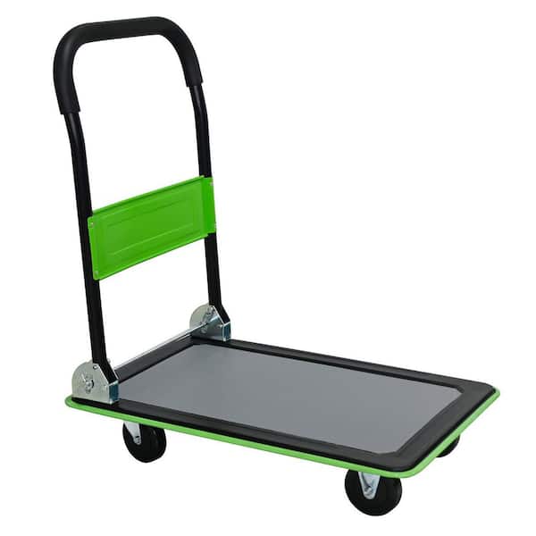 330 lbs. Weight Capacity Folding Platform Cart Heavy-Duty Hand Truck Moving Push Flatbed Dolly Cart in Green