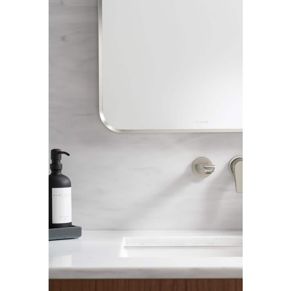 Essential Brushed Nickel 34" x 22" Rectangular Bathroom Vanity Mirror
