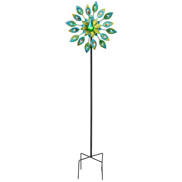 TIRAMISUBEST Peacock-Shaped Outdoor Garden Iron Windmill Wind Spinner ...