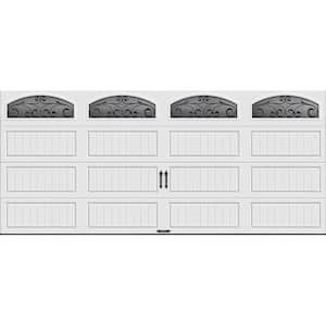 Gallery Collection 16 ft. x 7 ft. 6.5 R-Value Insulated White Garage Door with Wrought Iron Window