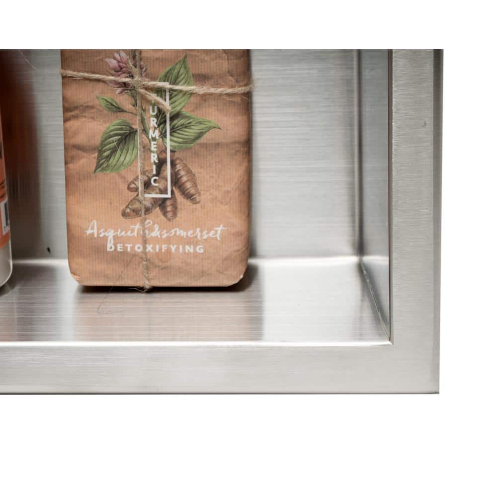 Brushed Stainless Steel Double Shelf Shower Niche