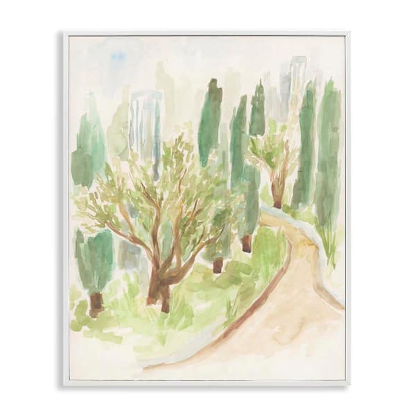Stupell Industries Abstract Road with Trees by June Erica Vess White Framed Nature Giclee Art Print 30 in. x 24 in.