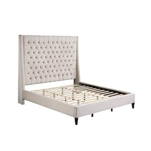 Bellanova Cream Tufted Velvet California King Platform Bed