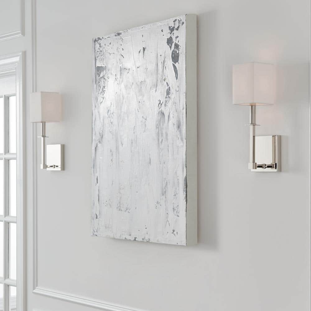 Polished Nickel 1-Light Wall Sconce with White Parchment Shade