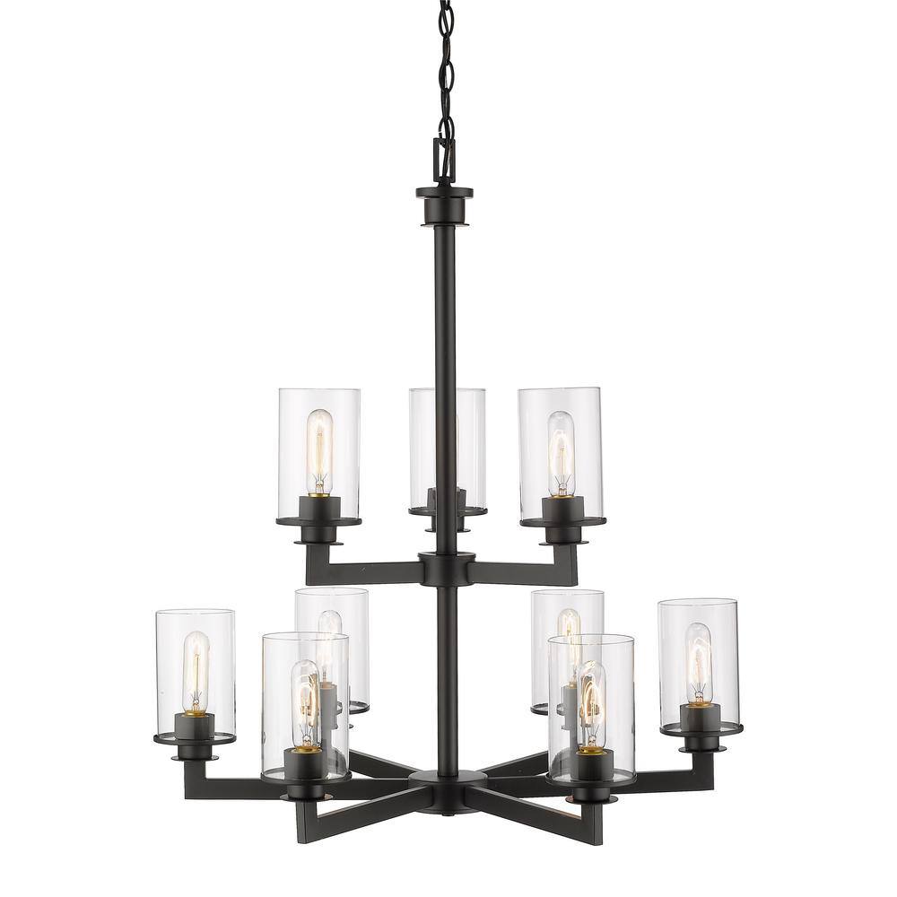 Savannah 29" Bronze Chandelier with Clear Glass Shades