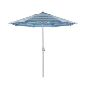 7.5 ft. Matted White Aluminum Market Patio Umbrella Fiberglass Ribs and Auto Tilt in Dolce Oasis Sunbrella
