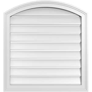 26 in. x 26 in. Arch Top Surface Mount PVC Gable Vent: Decorative with Brickmould Frame