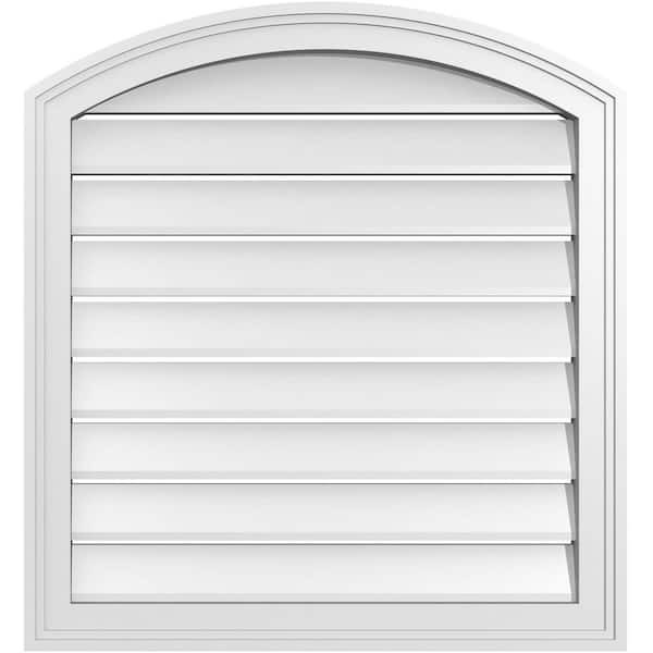 Ekena Millwork 26 in. x 26 in. Arch Top Surface Mount PVC Gable Vent: Decorative with Brickmould Frame