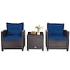 Full view of the 3-piece wicker patio set.