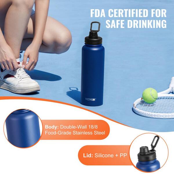 20oz Stainless Steel Insulated Water Bottle With PP Lid - Pure Blue, Keeps Drinks Cold Or Hot - View #11