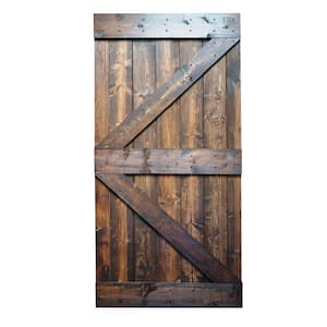 42 in x 84 in K Series DIY Dark Walnut Finished Knotty Pine Wood Sliding Barn Door Slab