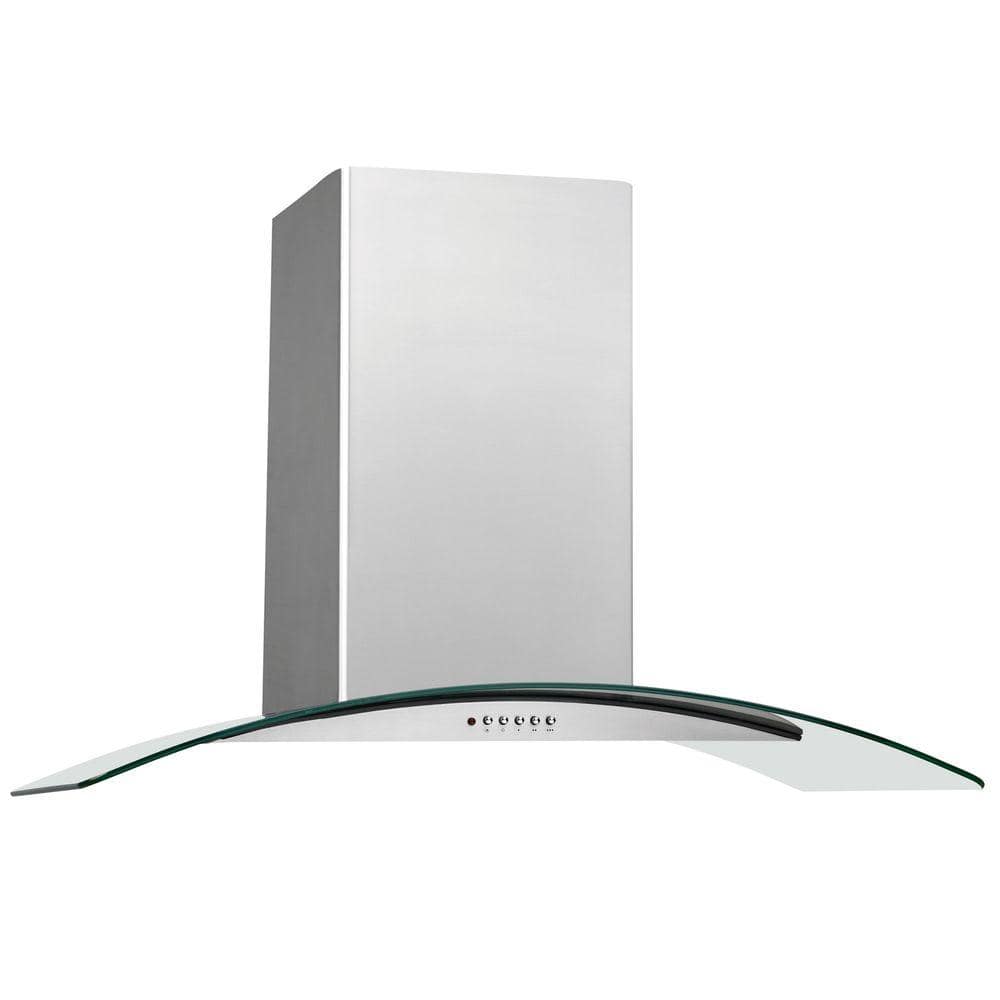Frigidaire 36 in. Convertible Wall Mount Chimney Range Hood in Stainless Steel with Glass Canopy, Silver