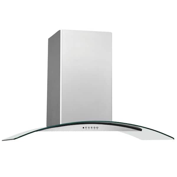 Frigidaire 36 in. Convertible Wall Mount Chimney Range Hood in Stainless Steel with Glass Canopy
