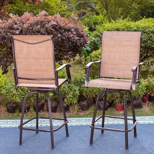 Swivel Metal Outdoor Bar Stool with Arms (2-Pack)
