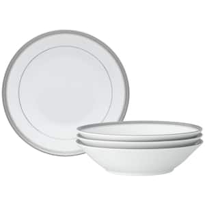 Charlotta Platinum 7.5 in., 12 fl. oz. (Platinum) Porcelain Soup Bowls, (Set of 4)