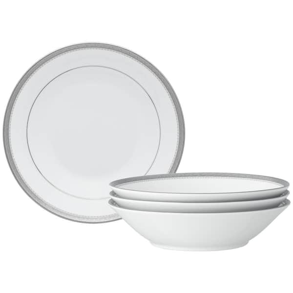 Noritake Charlotta Platinum 7.5 in., 12 fl. oz. (Platinum) Porcelain Soup Bowls, (Set of 4)