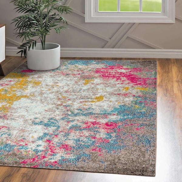 JONATHAN Y Contemporary Pop Modern Abstract Multi/Yellow 8 ft. x 10 ft. Area Rug