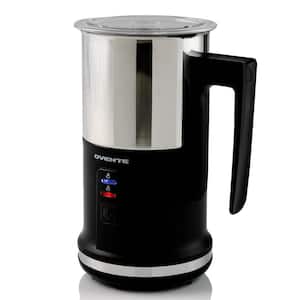8.1 oz. Black Stainless Steel Electric Milk Frother 3 in 1-Warming, Heating and Frothing, See Through Lid