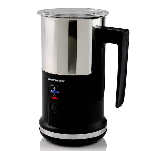 8.1 oz. Black Stainless Steel Electric Milk Frother 3 in 1-Warming, Heating and Frothing, See Through Lid