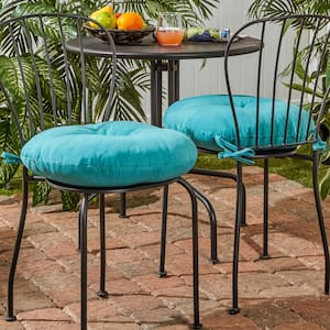 Solid Teal 18 in. Round Outdoor Seat Cushion (2-Pack)