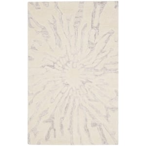 Bella Silver/Ivory Doormat 3 ft. x 4 ft. Floral Area Rug
