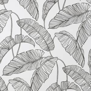 Black Linear Leaves Peel and Stick Wallpaper Sample