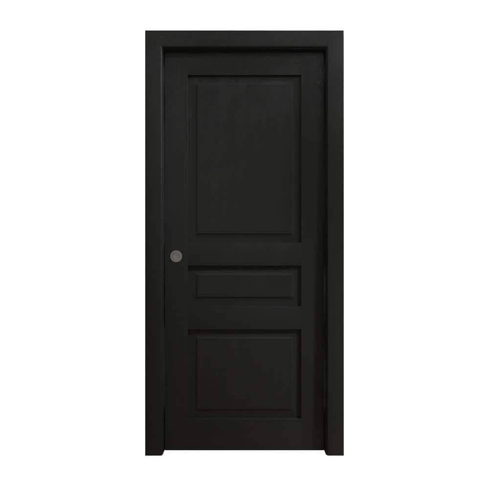 Assemble Required 24 in. x 96 in. Painted Black Oak Solid Wood Pocket Door With Hardware price history on PriceWatchPro