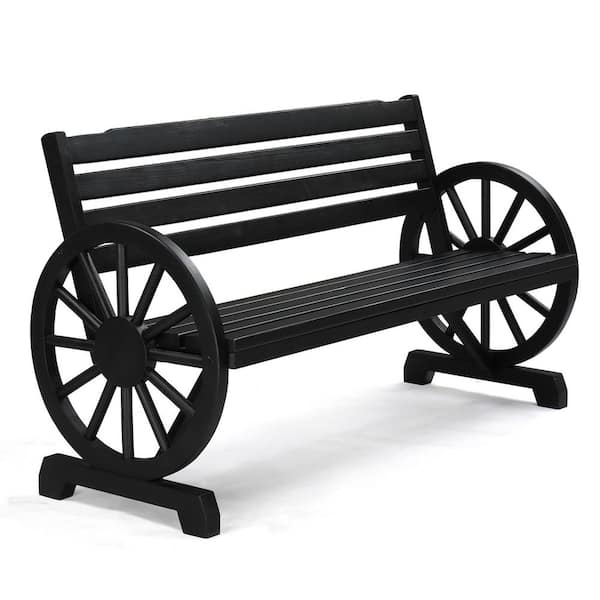 Karl home 56 in. Black Wood Outdoor Bench