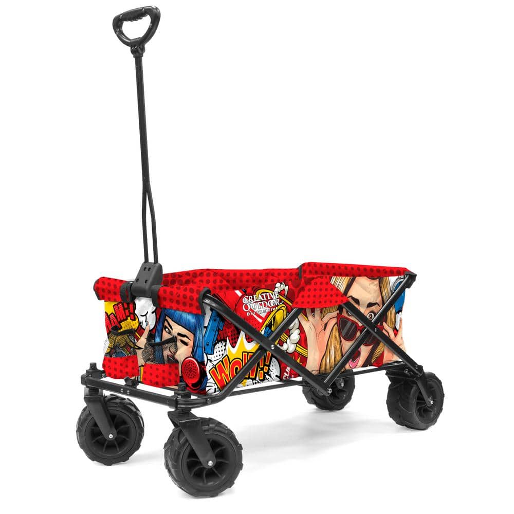 7 cu.ft. Metal Folding Garden Cart in Pop Art