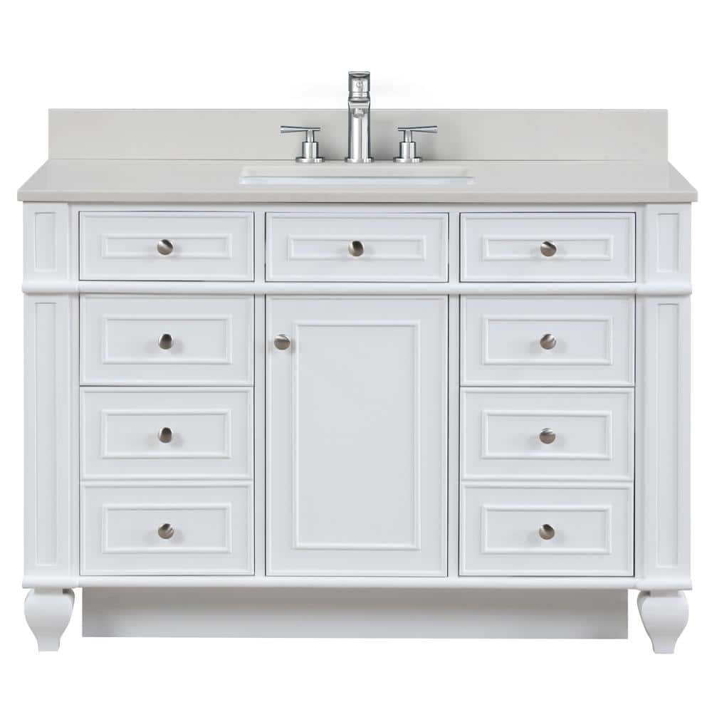 Design Element Winston 48 in. W x 22 in. D Bath Vanity in White with