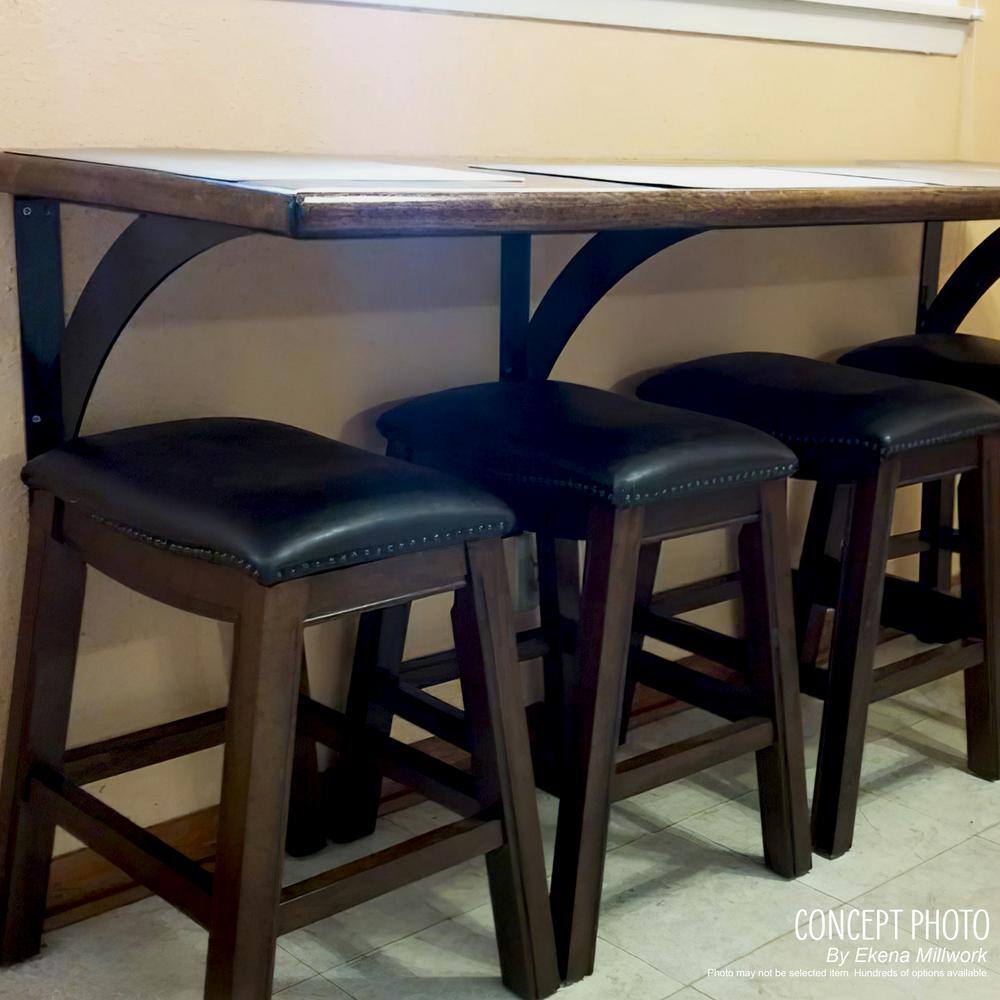 Powder Coated Black Wrought Iron Shelf Bracket with Triple Center Brace