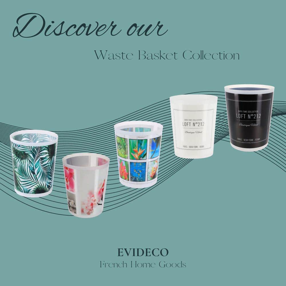 White Plastic Office Waste Basket with Script Design
