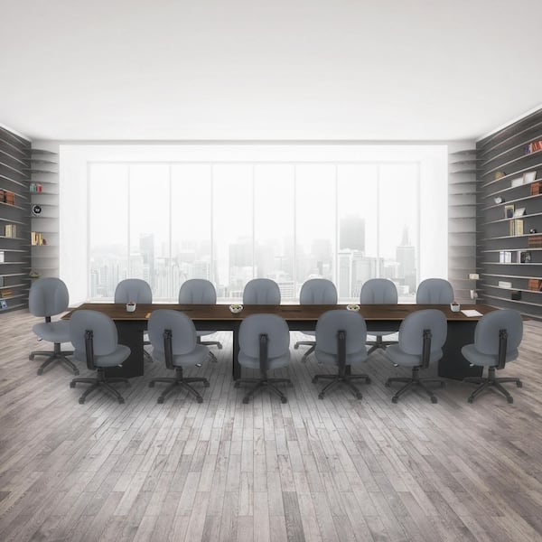 Array 192 in. Neo Walnut Conference Table with Power Data Grommet Desk-Black