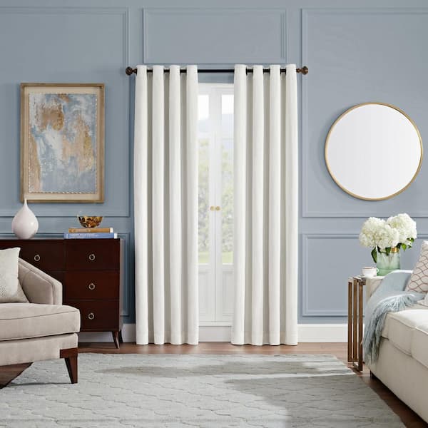 Eclipse Karla Marble Striped Polyester Blend 54 in. W x 63 in. L Grommeted Blackout Curtain Panel