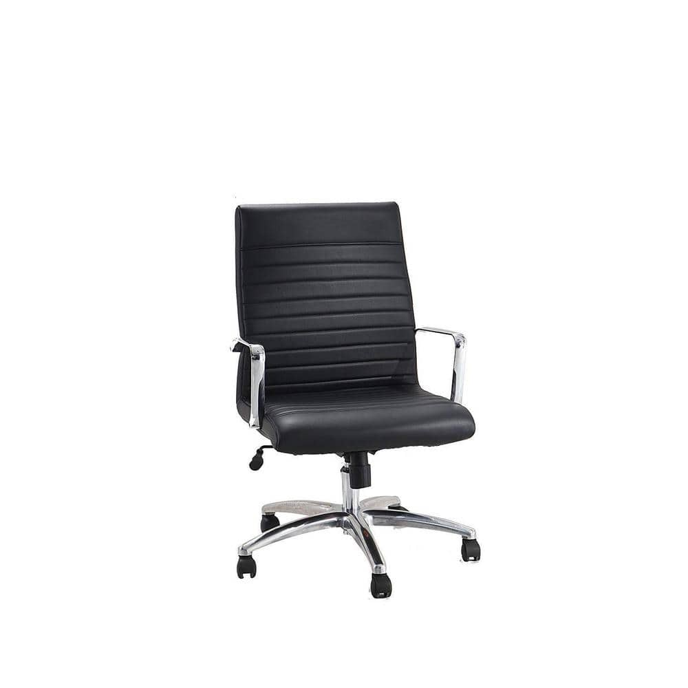 AdirOffice Black Faux Leather Adustable Height Gaming Computer Office Chair with Arms