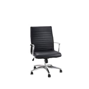 Faux Black Leather Executive Office Chair with Adjustable Height