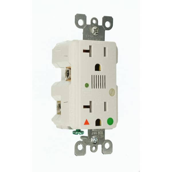 Decora 20 Amp 125 V Hospital Grade Isolated Ground  Surge Duplex Outlet/Receptacle w/ Alarm, White (1-Pack) 8380-IGW