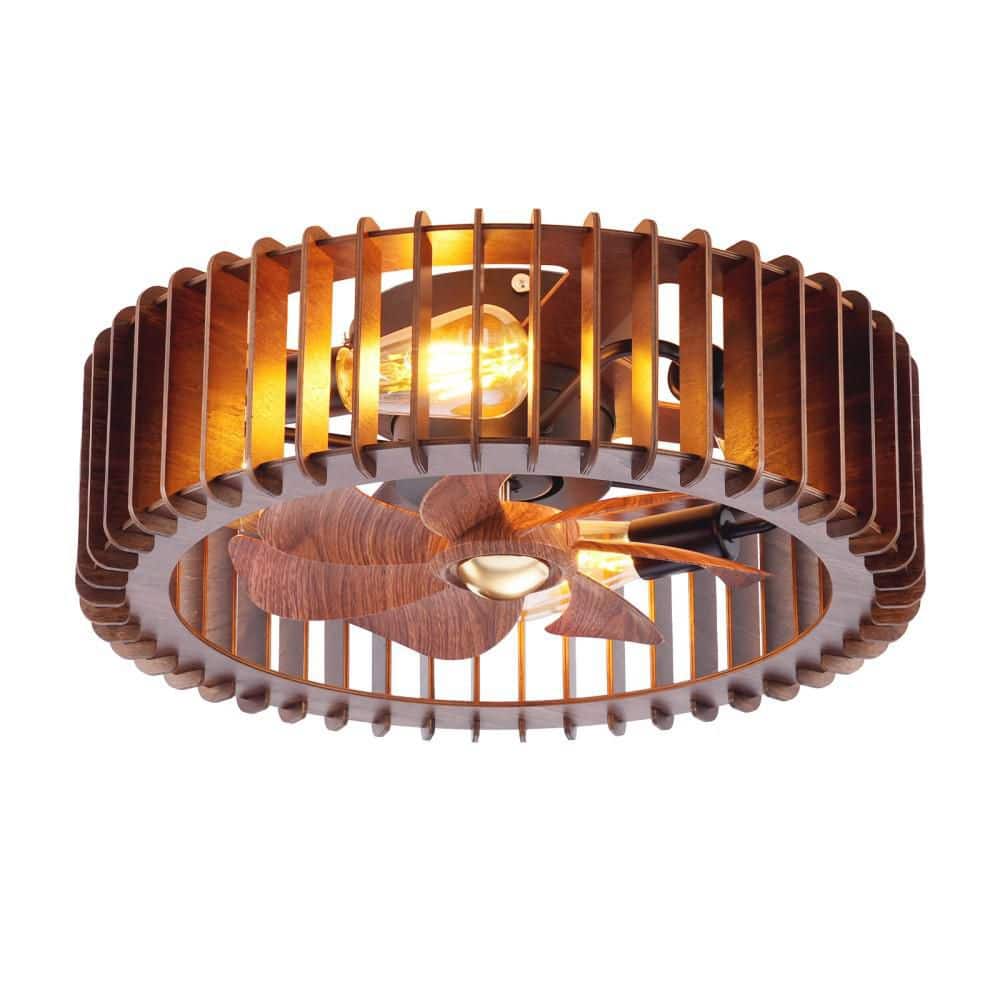 20 in Brown Caged Ceiling Fan with Light Remote Flush Mount 6 Speed Reversible Farmhouse Low Profile Bedroom Living Room price history on PriceWatchPro