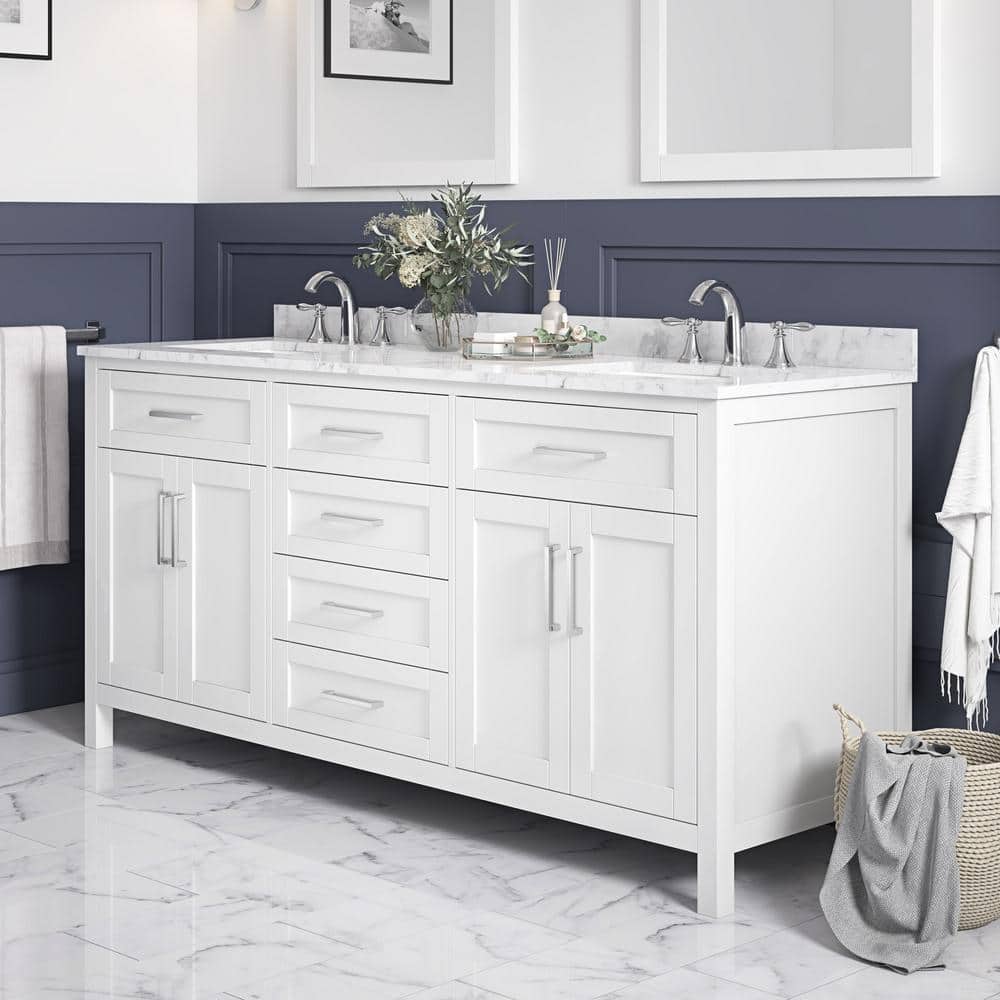 Tahoe 72" Pure White Double Sink Freestanding Vanity