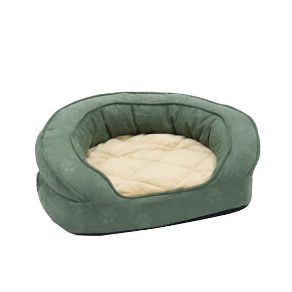 K&H PET PRODUCTS Deluxe Ortho Bolster Large Green Paw Print Sleeper Dog Bed