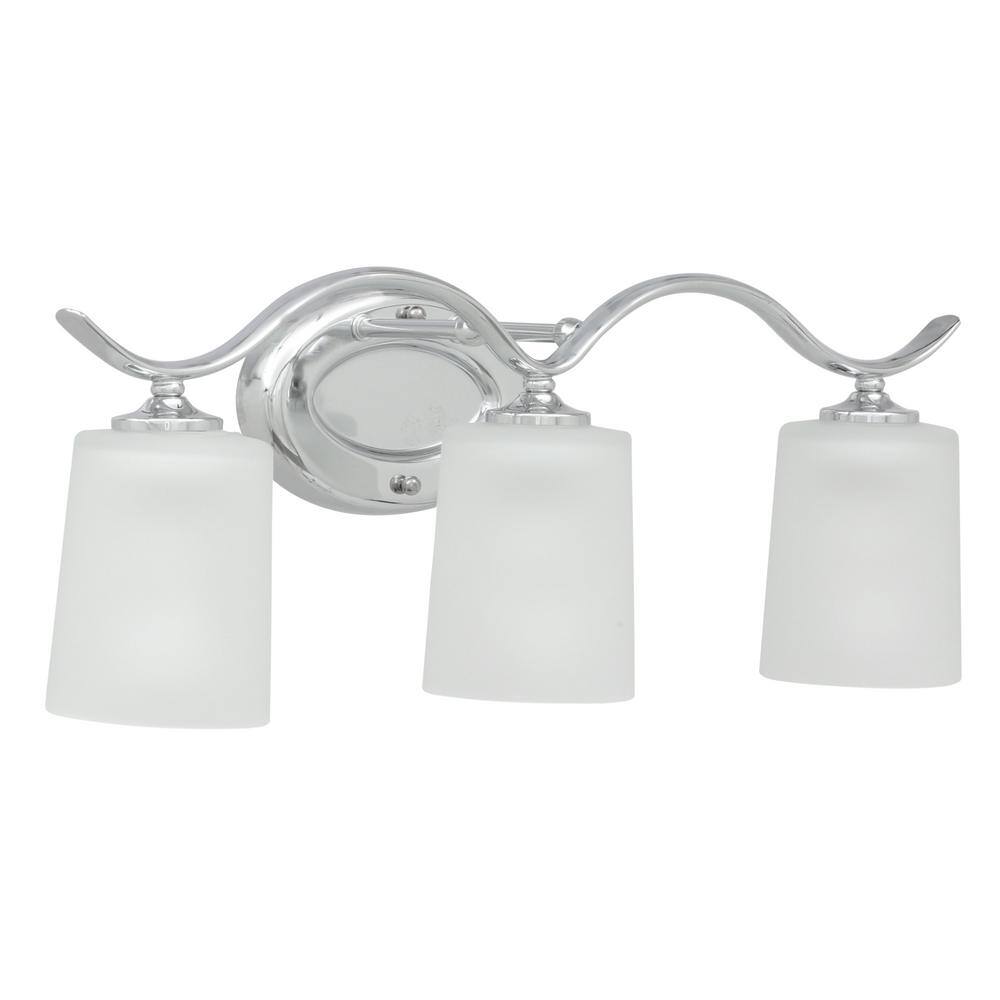 Polished Chrome 3-Light Wall Sconce with Etched Glass Shades