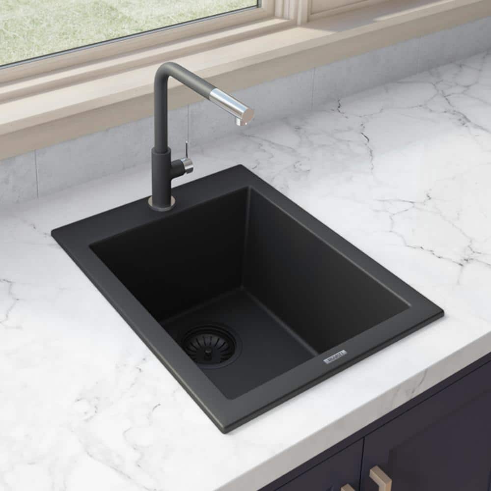 Midnight Black Granite Composite Single Bowl Kitchen Sink
