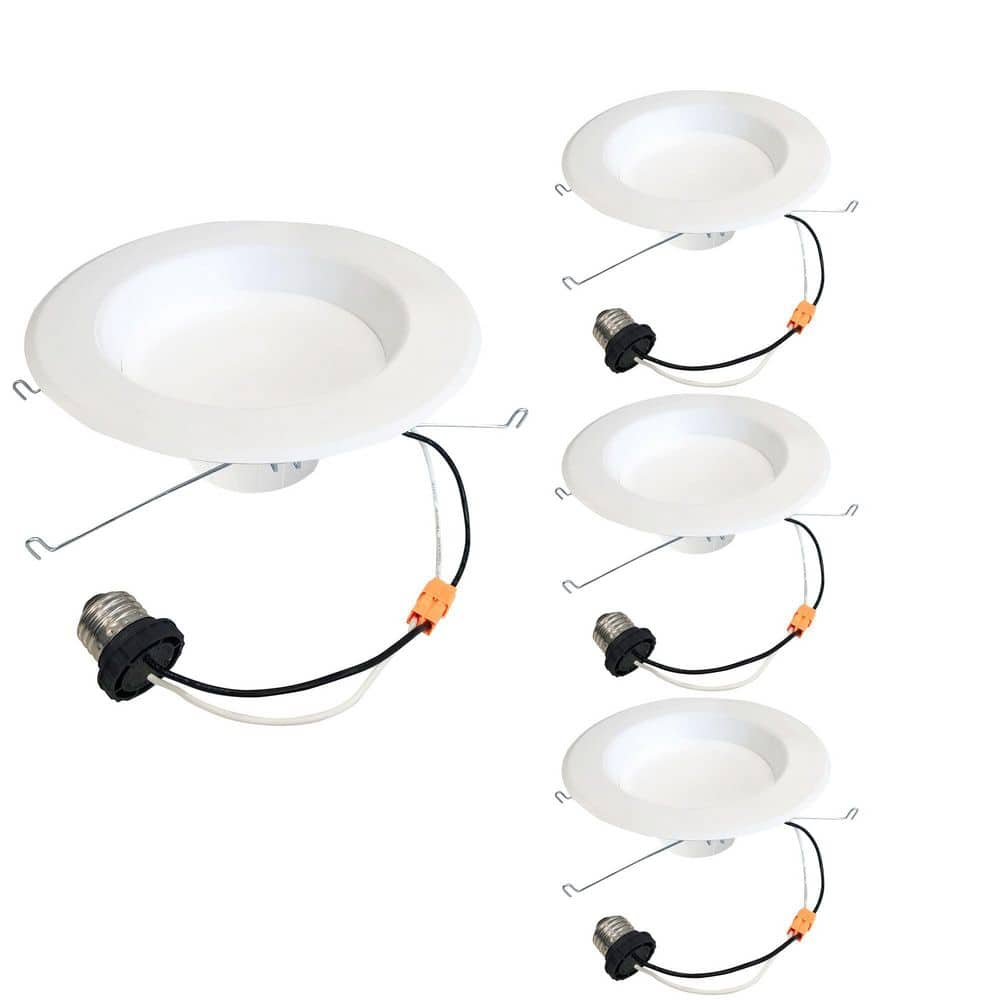 5/6 in. Adjustable 2700K Integrated LED White Retrofit, 75-Watt Equivalent Dimmable LED Recessed Lighting Kit (4-Pack) price history on PriceWatchPro