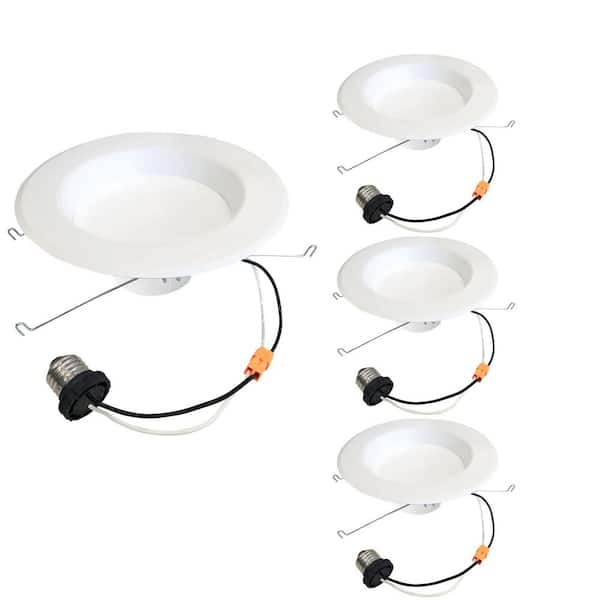 5/6 in. Adjustable 2700K Integrated LED White Retrofit, 75-Watt Equivalent Dimmable LED Recessed Lighting Kit (4-Pack)