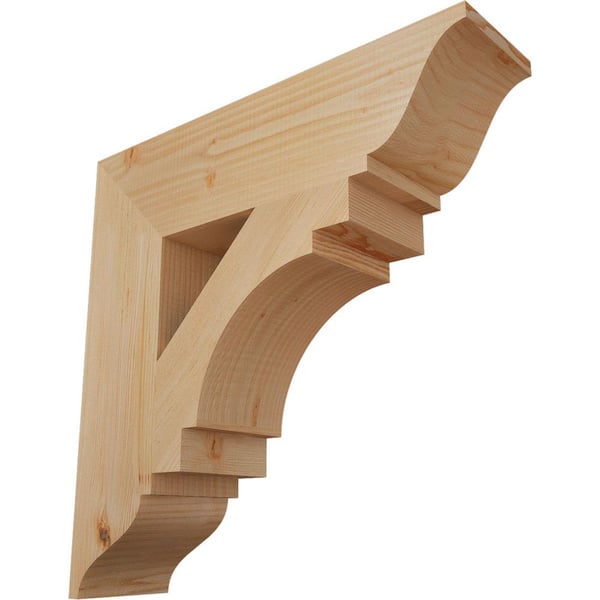 Ekena Millwork 5.5 in. x 24 in. x 24 in. Douglas Fir Merced Traditional Smooth Bracket