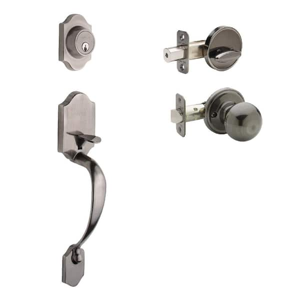 Copper Creek Heritage Antique Nickel Door Handleset and Ball Knob Trim ...